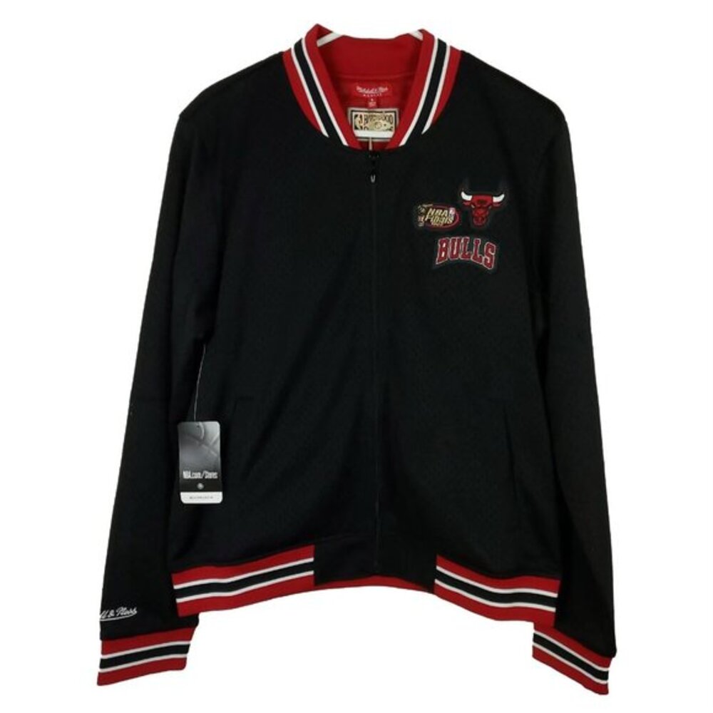 Chicago Bulls Mitchell & Ness NBA Womens Jersey Jacket L Large‎ Black Red NWT
